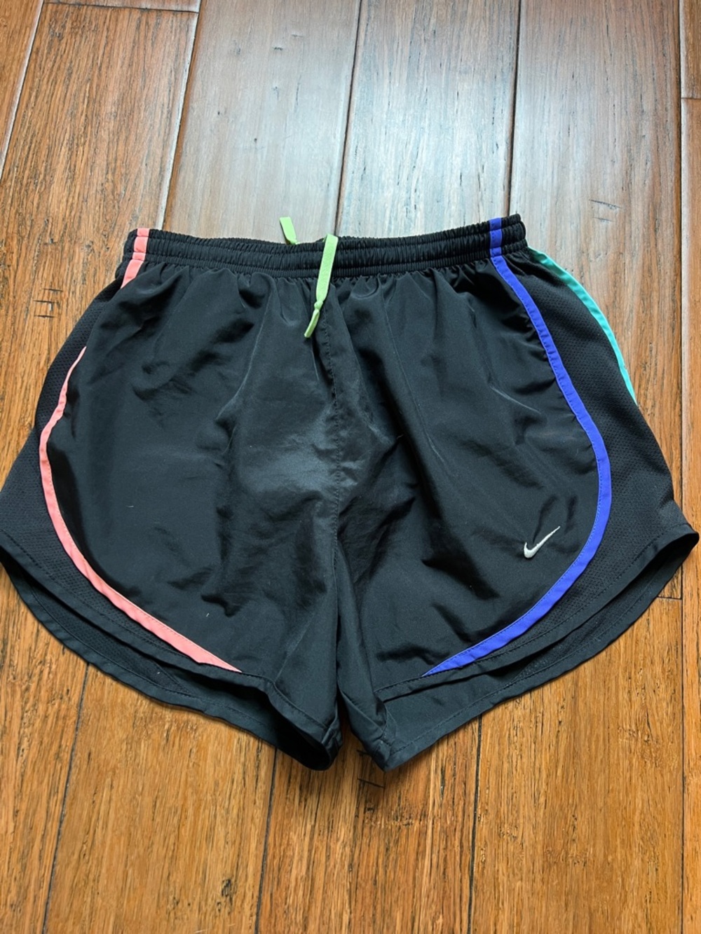 Nike Dri-Fit Women's Black Running Shorts with Neon Color-Trim Size Small